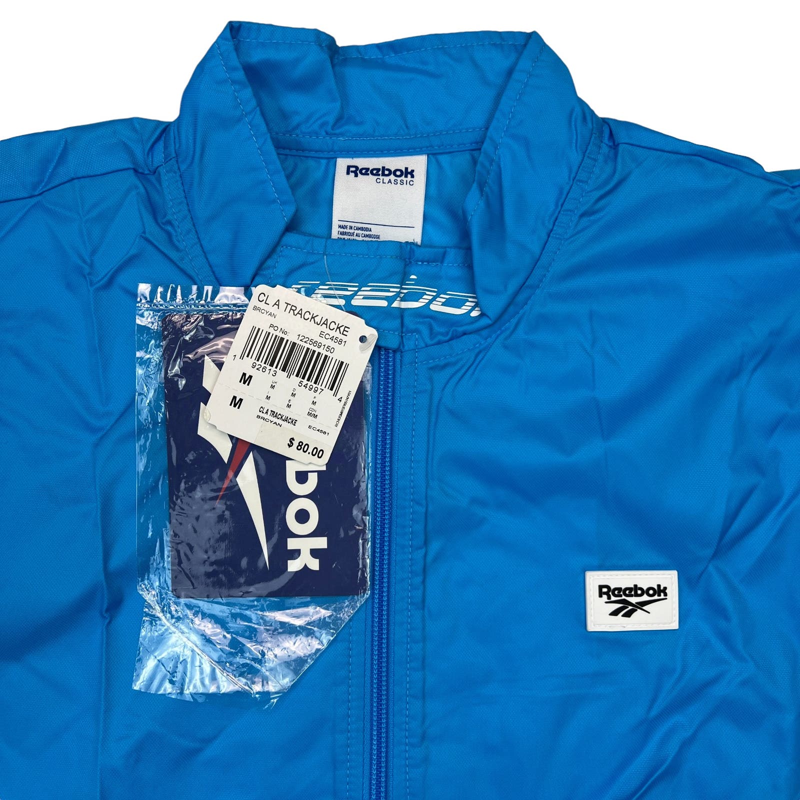 Reebok Classic Men Blue Windbreaker US M Track Jacket Zip Up