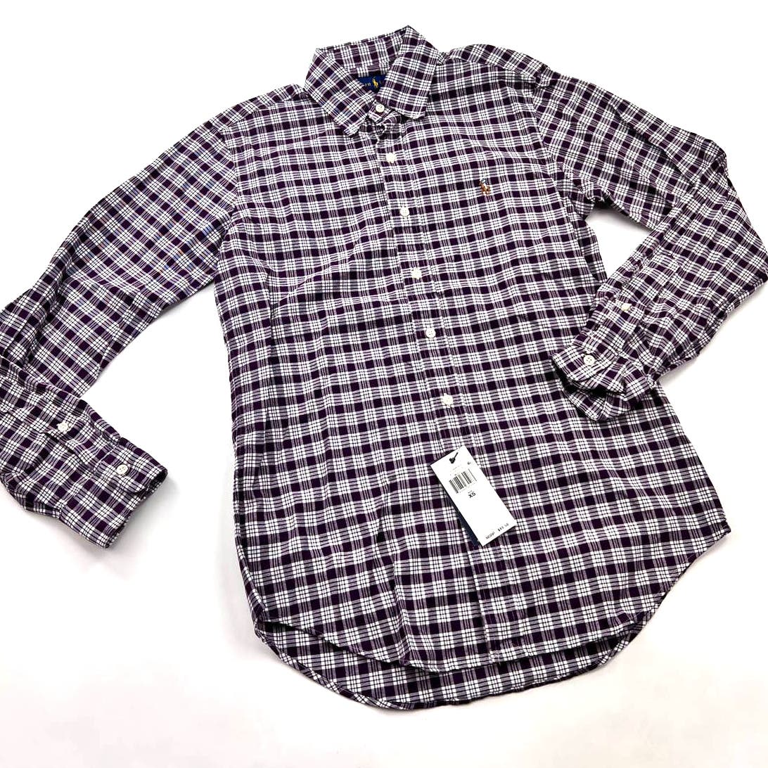 Polo Ralph Lauren Men Plaid Check US XS Oxford Dress Shirt