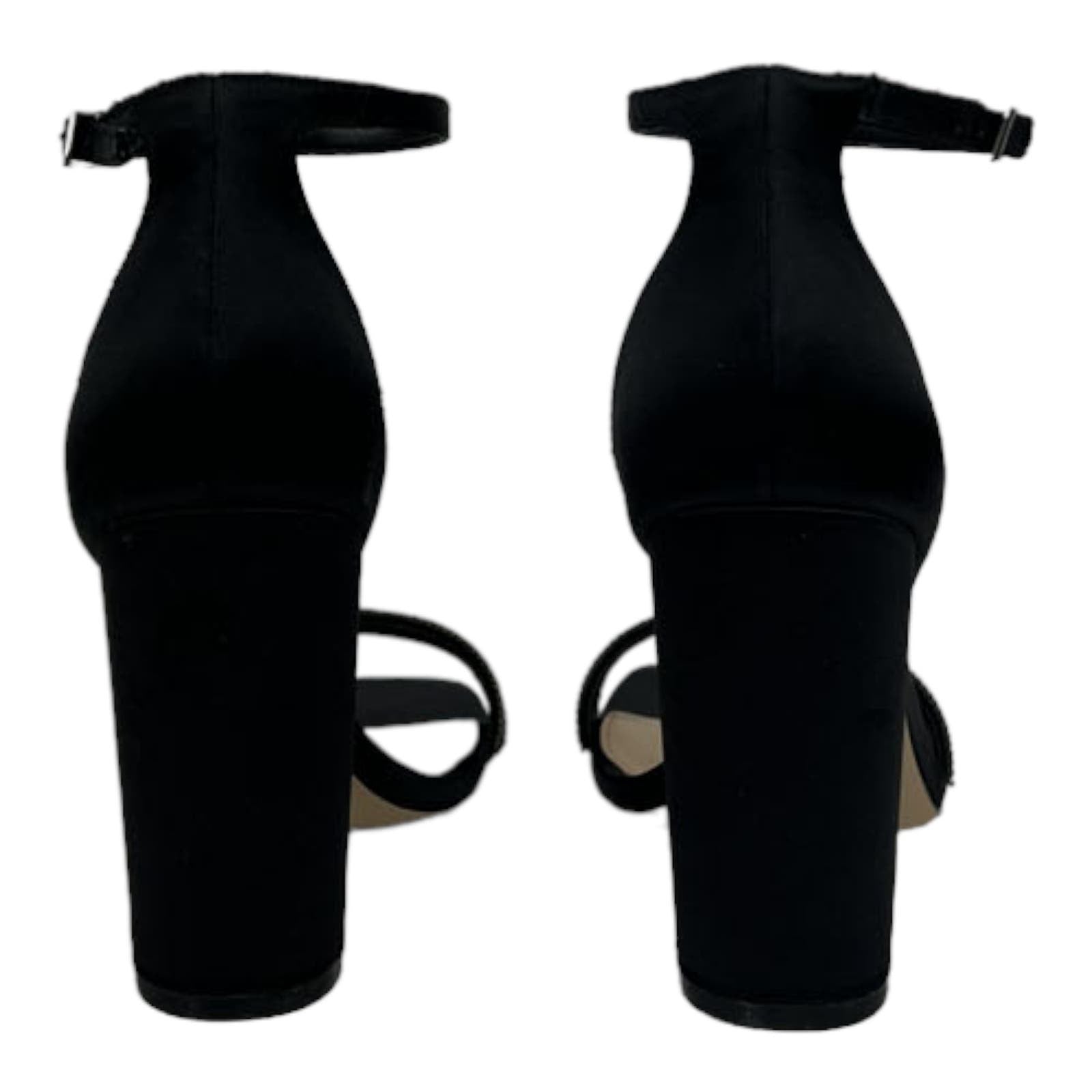 Badgley Mischka Women US 8.5 Synthetic Black Satin Block Heel Sandal