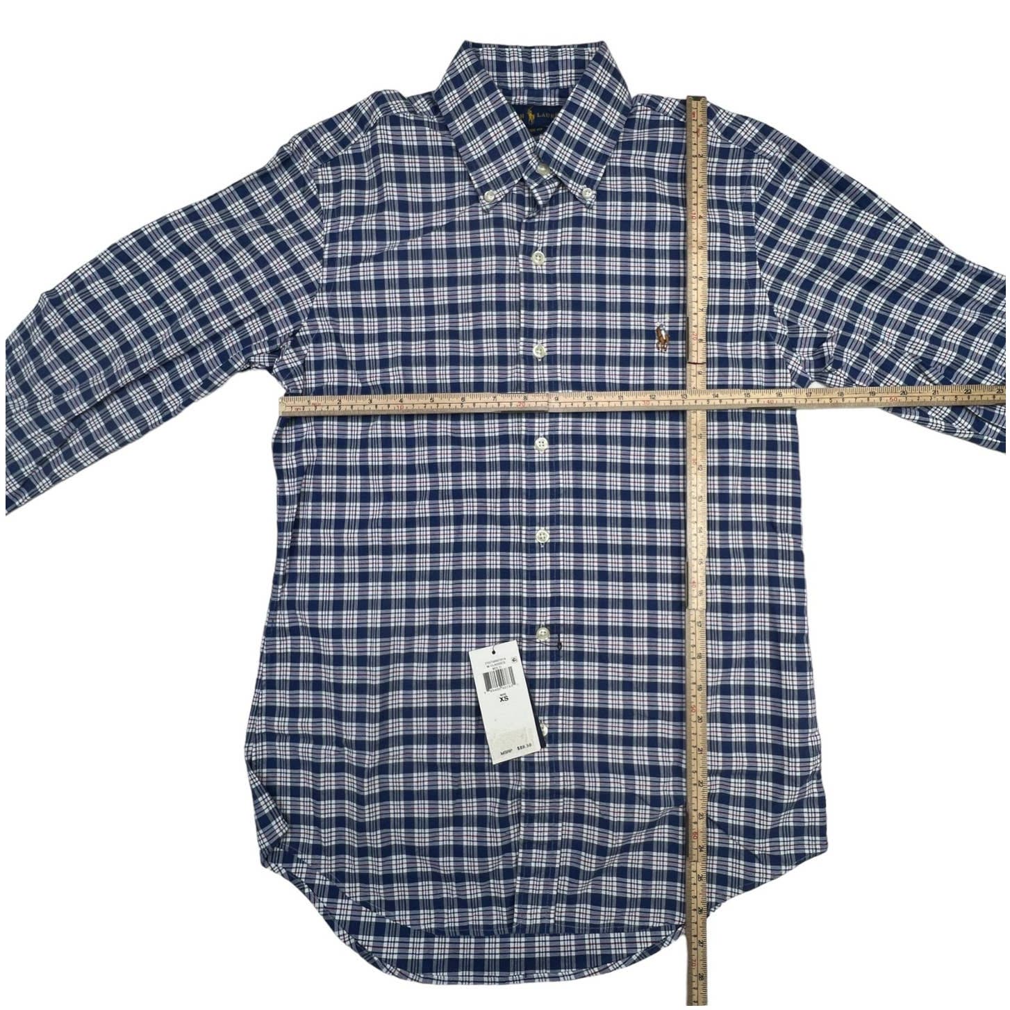 POLO by Ralph Lauren 100% Cotton Men Blue Plaid Shirt US XS Button Down