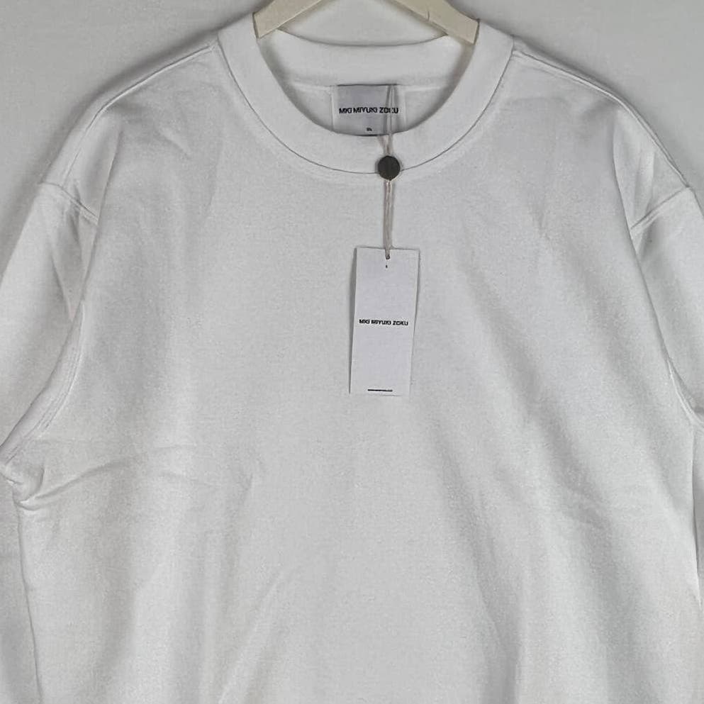 Mki Miyuki Zoku Men White Sweater US XL Basic Crew Sweatshirt