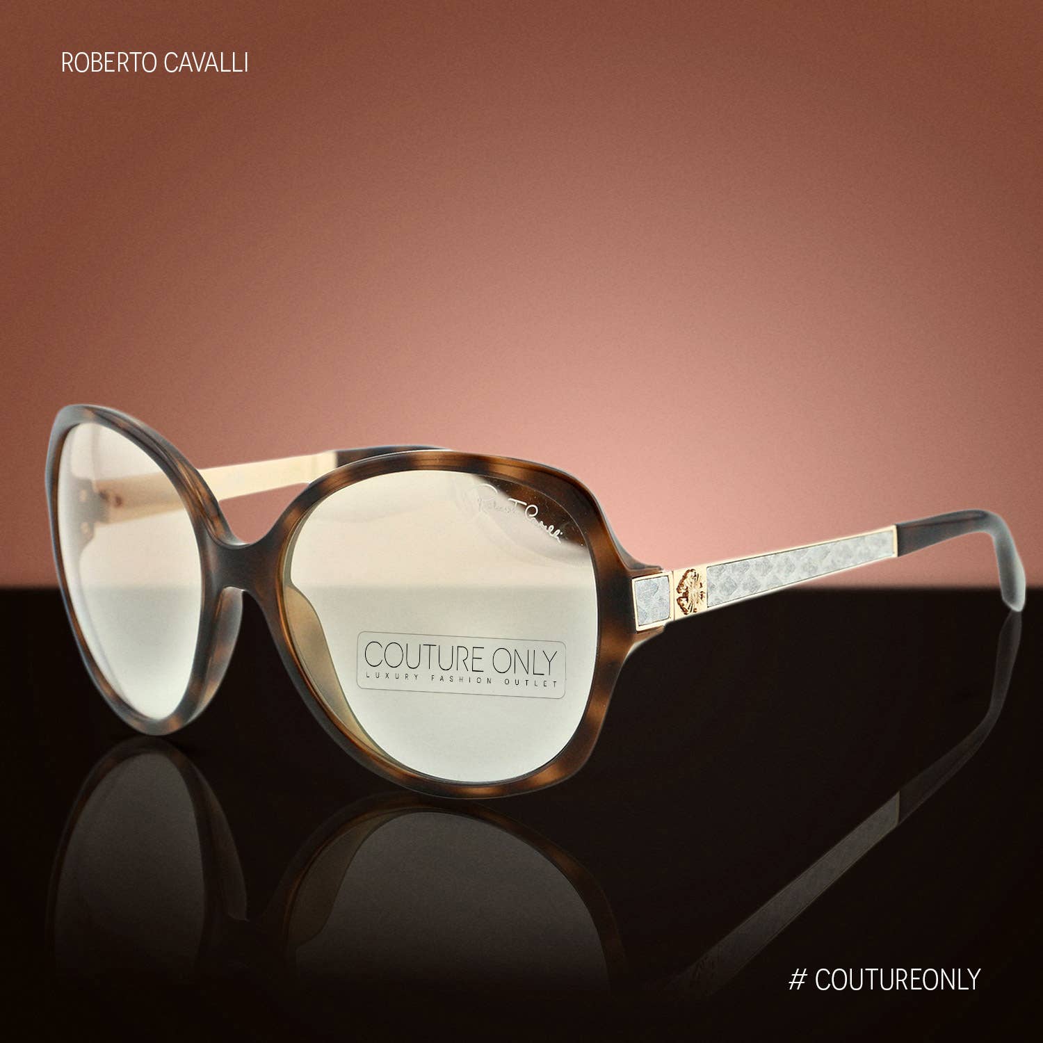 Women Oversized Havana Brown Snake Sunglasses RC649S-52L
