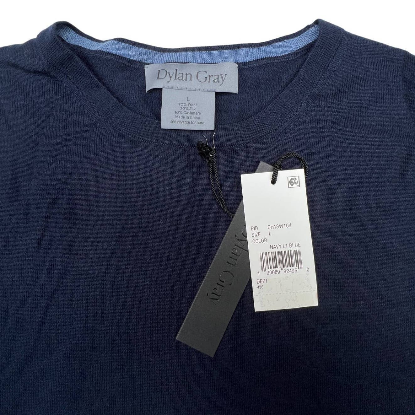 Dylan Gray Men Navy Blue Sweatshirt US L Crew Neck Long Sleeve