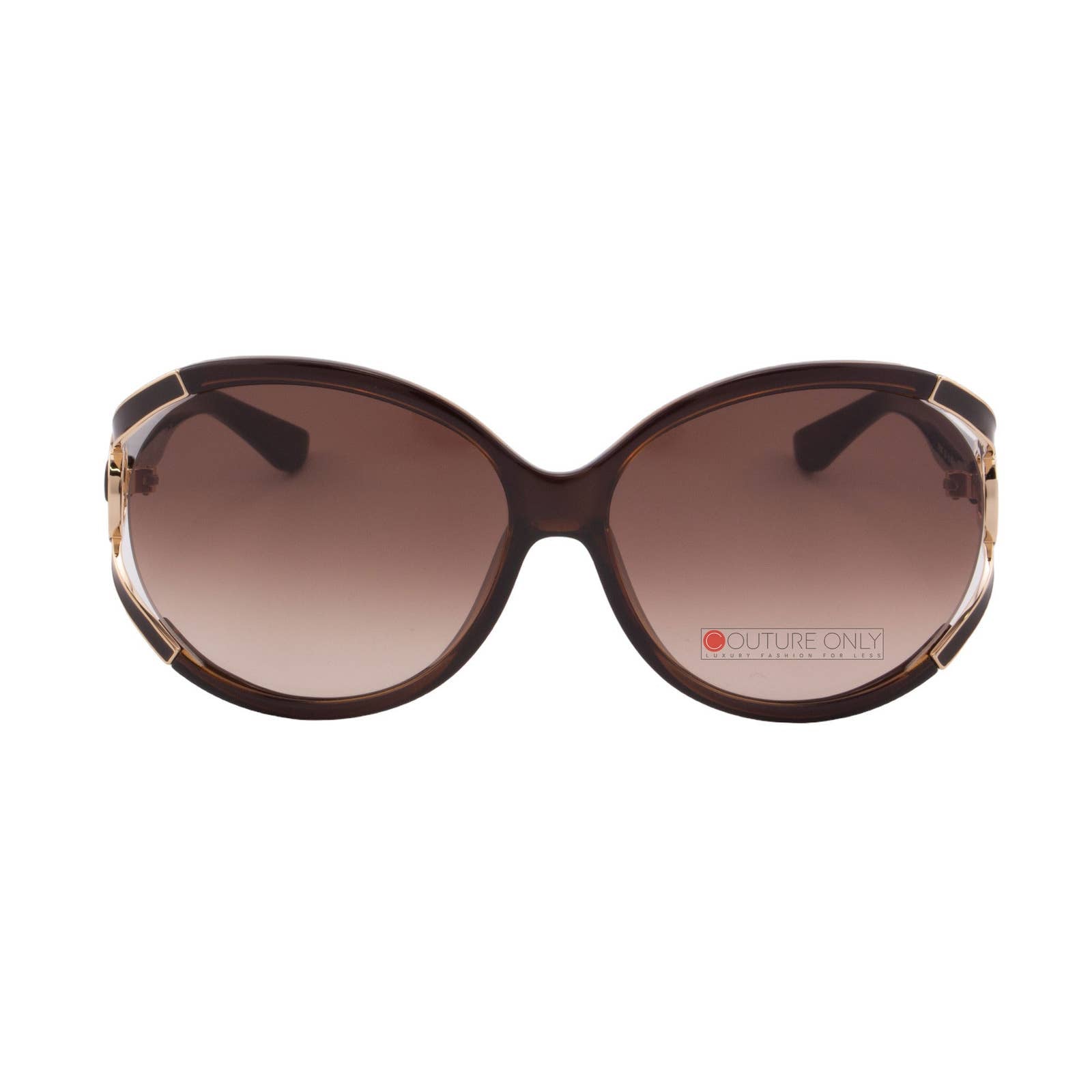 Women Round Oversized Brown Gold Sunglasses SF600S-220