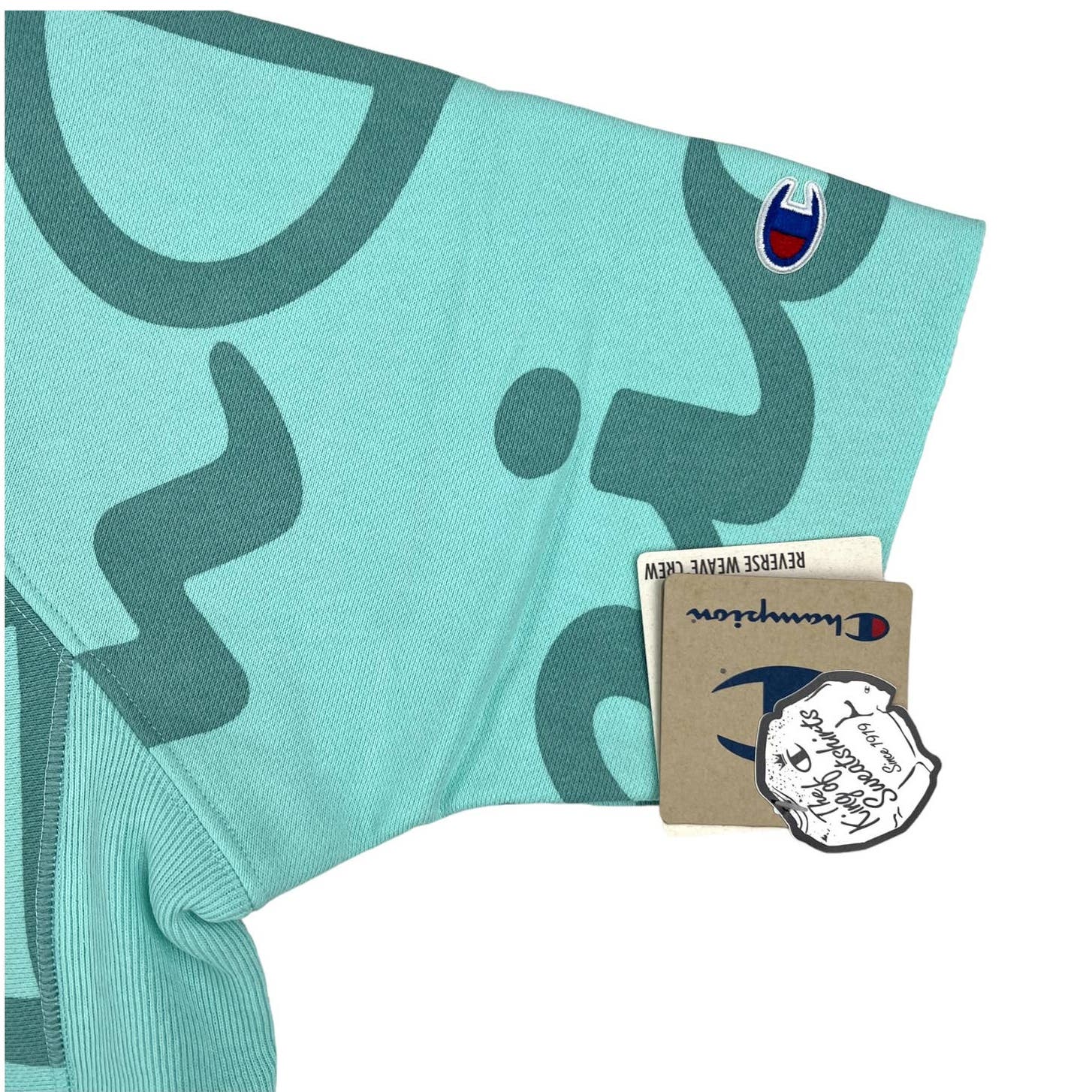 Champion Men Turquoise Blue Sweatshirt US XL Short Sleeve Crew Neck