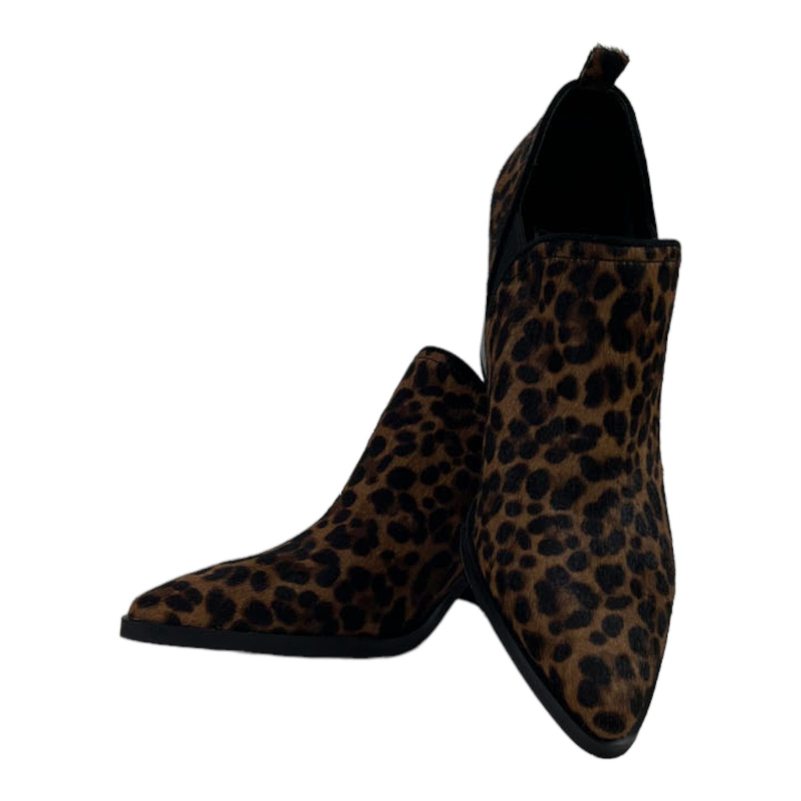 Marc Fisher Women US 7.5 LTD Obra Genuine Black Brown Leather Pointy Bootie