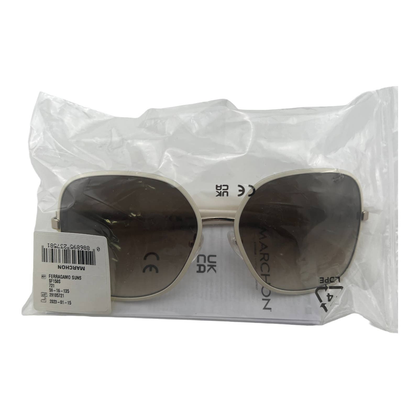 Women Oversized Rectangular Ivory Sunglasses SF150S-721