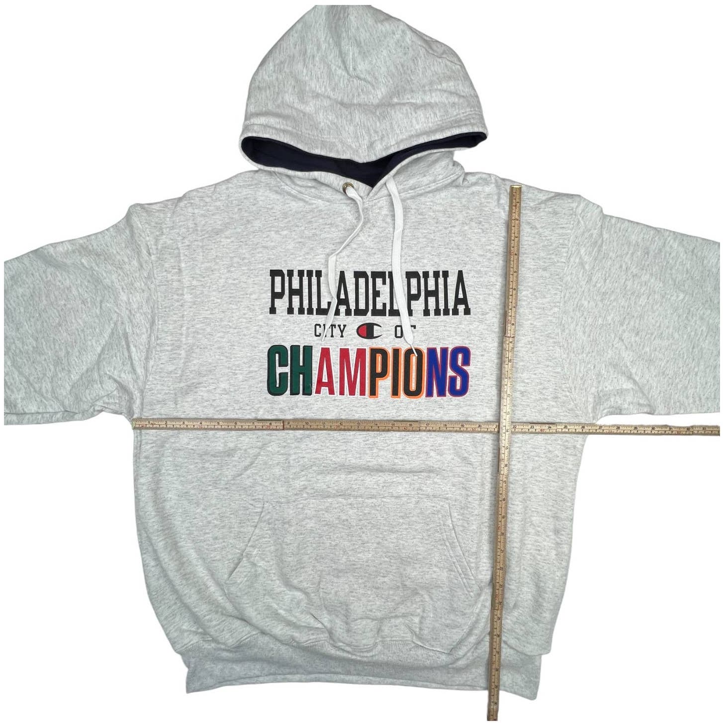 Champion Men Grey Hoodie US XXL Printed Long Sleeve Sport Casual