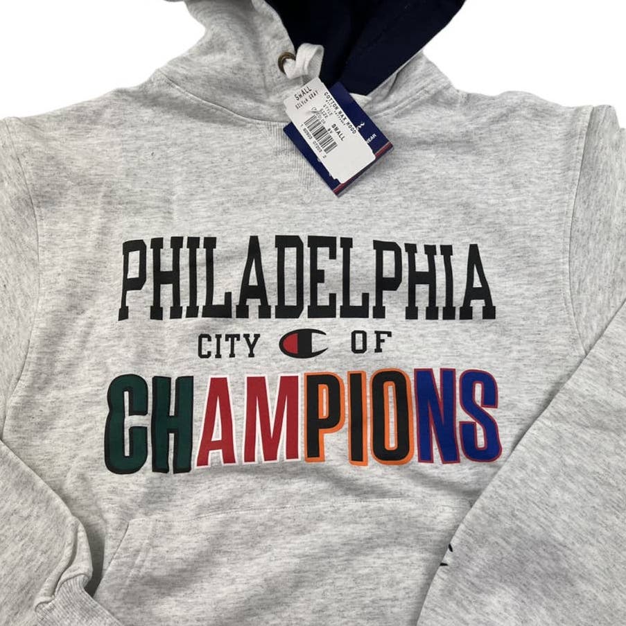 Champion Men Grey Hoody US S Printed Long Sleeve
