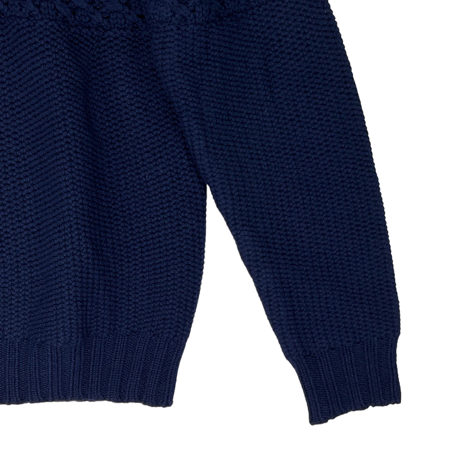 Dylan Gray Men Navy Merino Wool US S Sweater Cabled Yoke