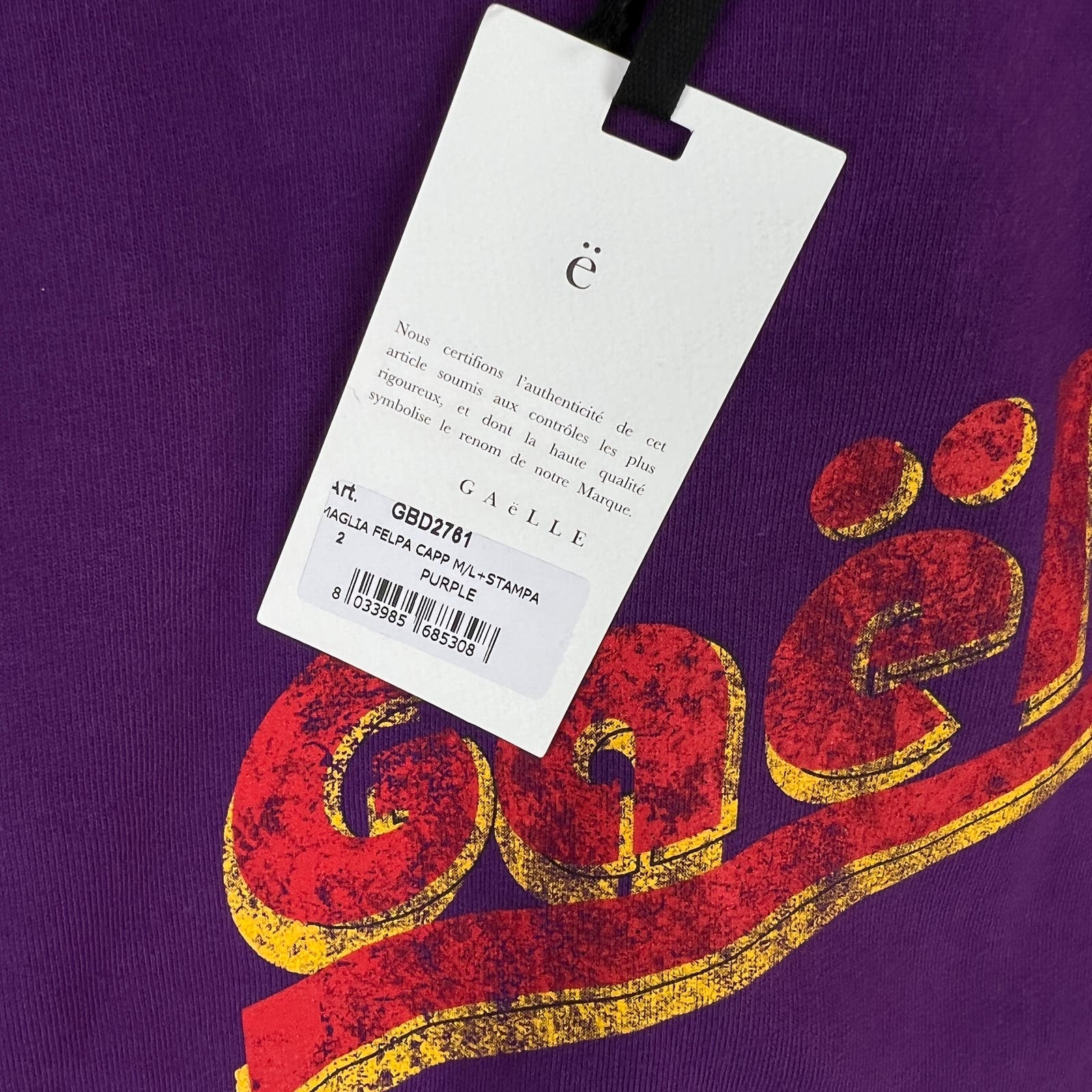 Gaelle Paris Women Purple Oversized Hoody IT 2 Long Sleeve Cotton