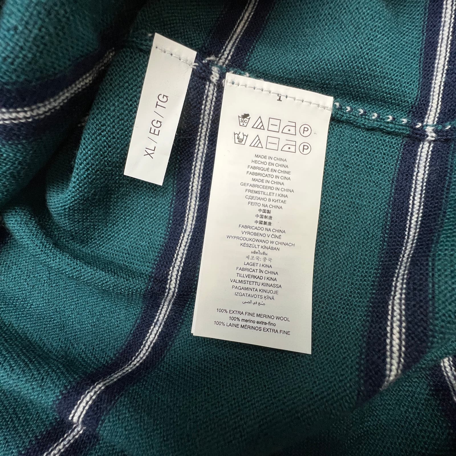 Michael Kors Men Green Sweatshirt US XL Striped Crew Neck