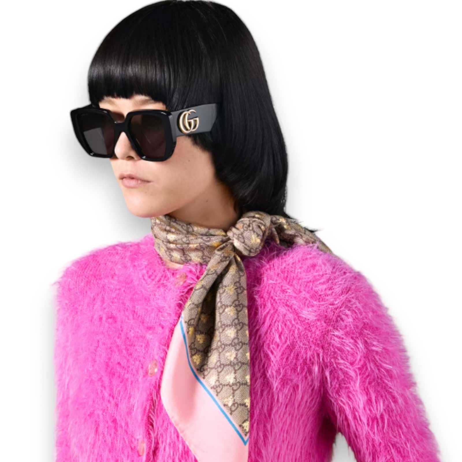 Women Black Oversized Rectangle Sunglasses GG0956S-003