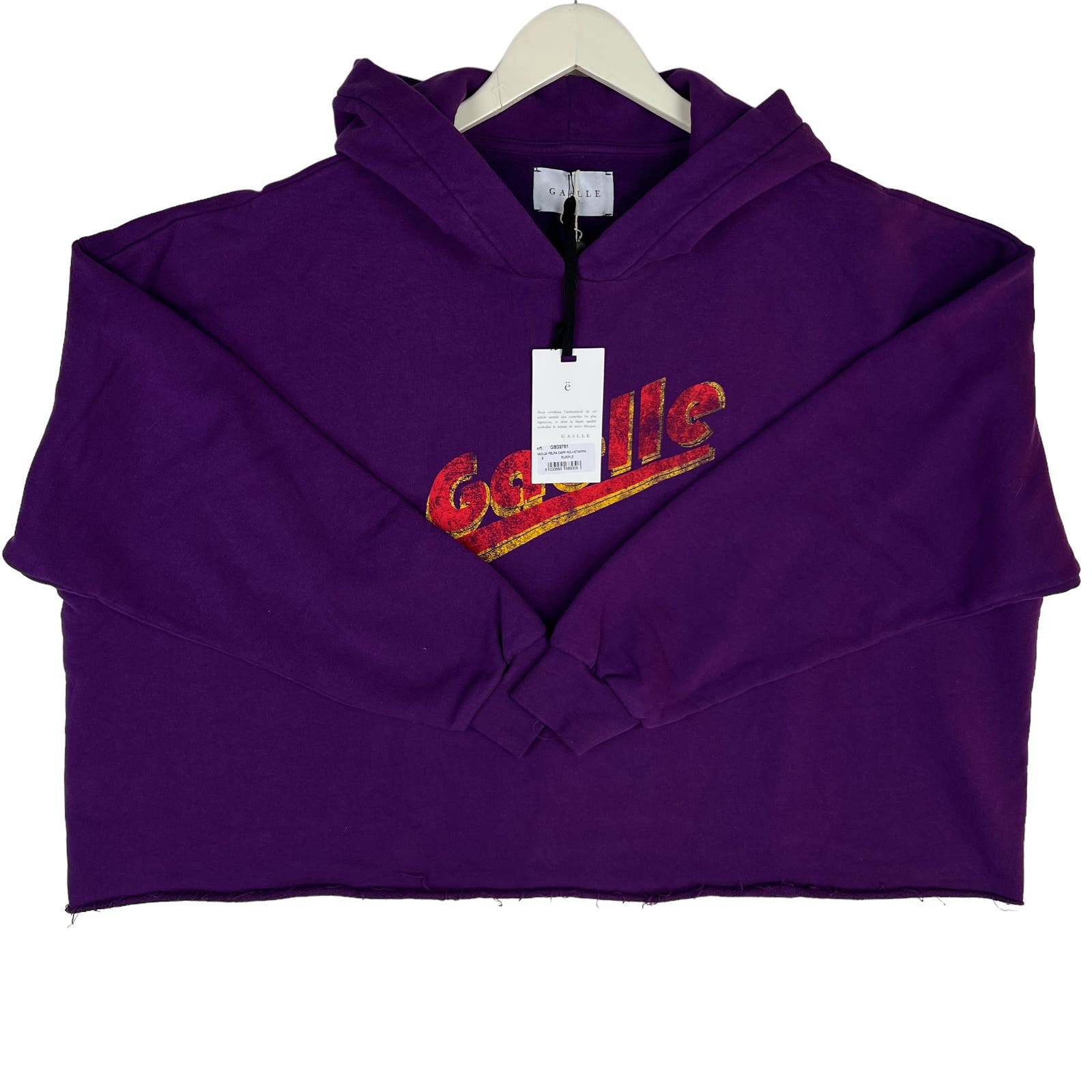 Gaelle Paris Women Purple Oversized Hoody IT 2 Long Sleeve Cotton
