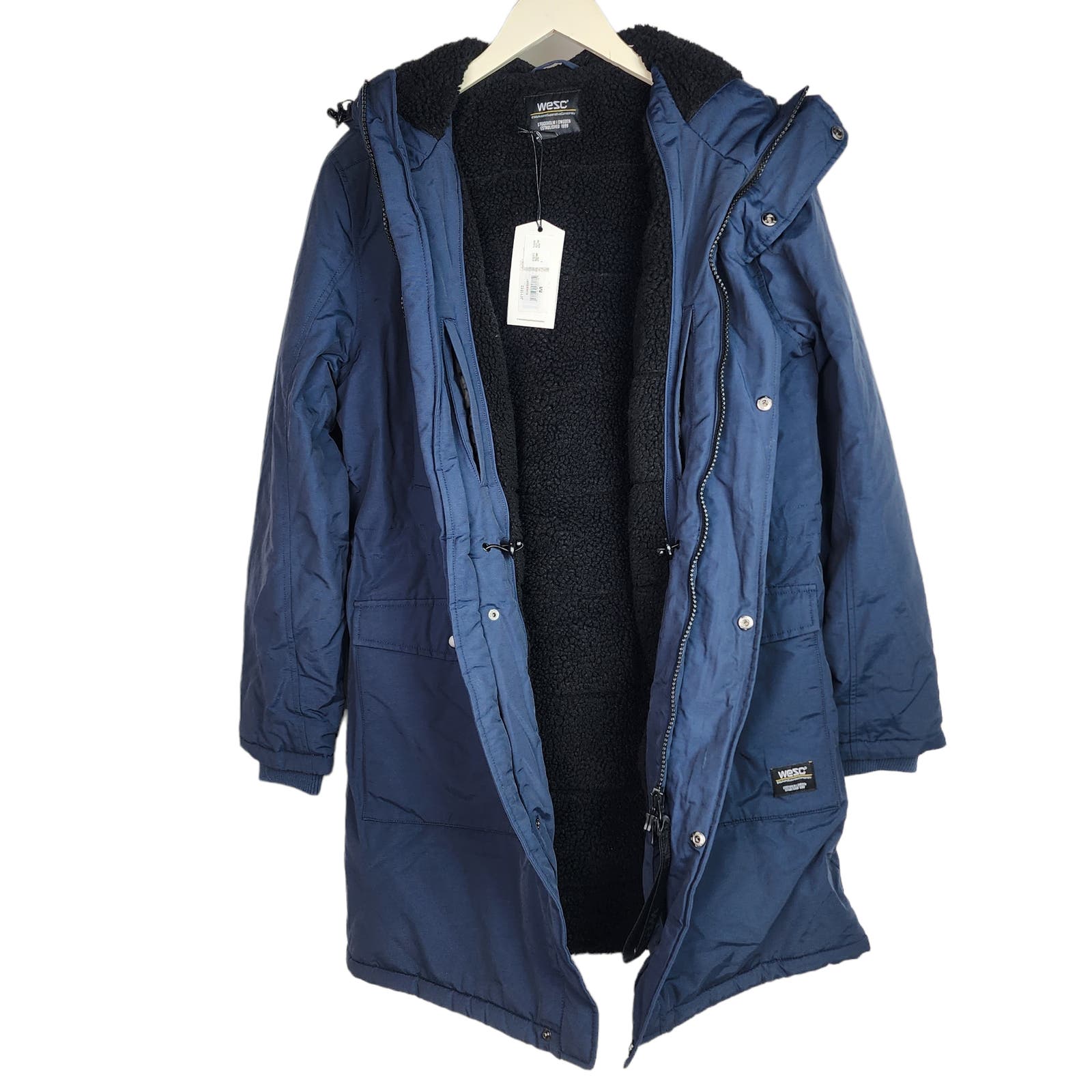 Wesc Men Blueberry Blue US M Full Zip Winter Parka Jacket