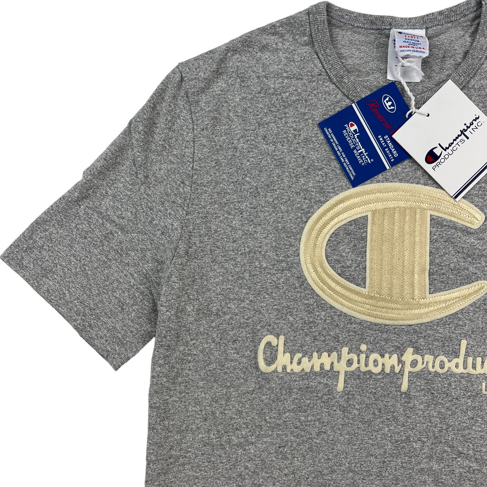 Champion Men Gray T-Shirt US M Heavyweight Jersey