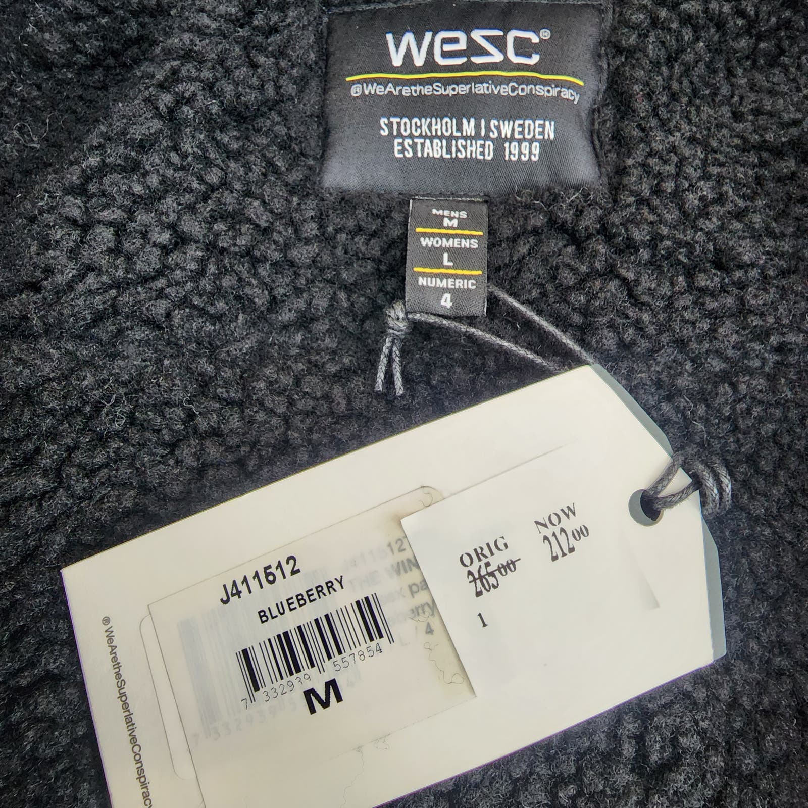 Wesc Men Blueberry Blue US M Full Zip Winter Parka Jacket