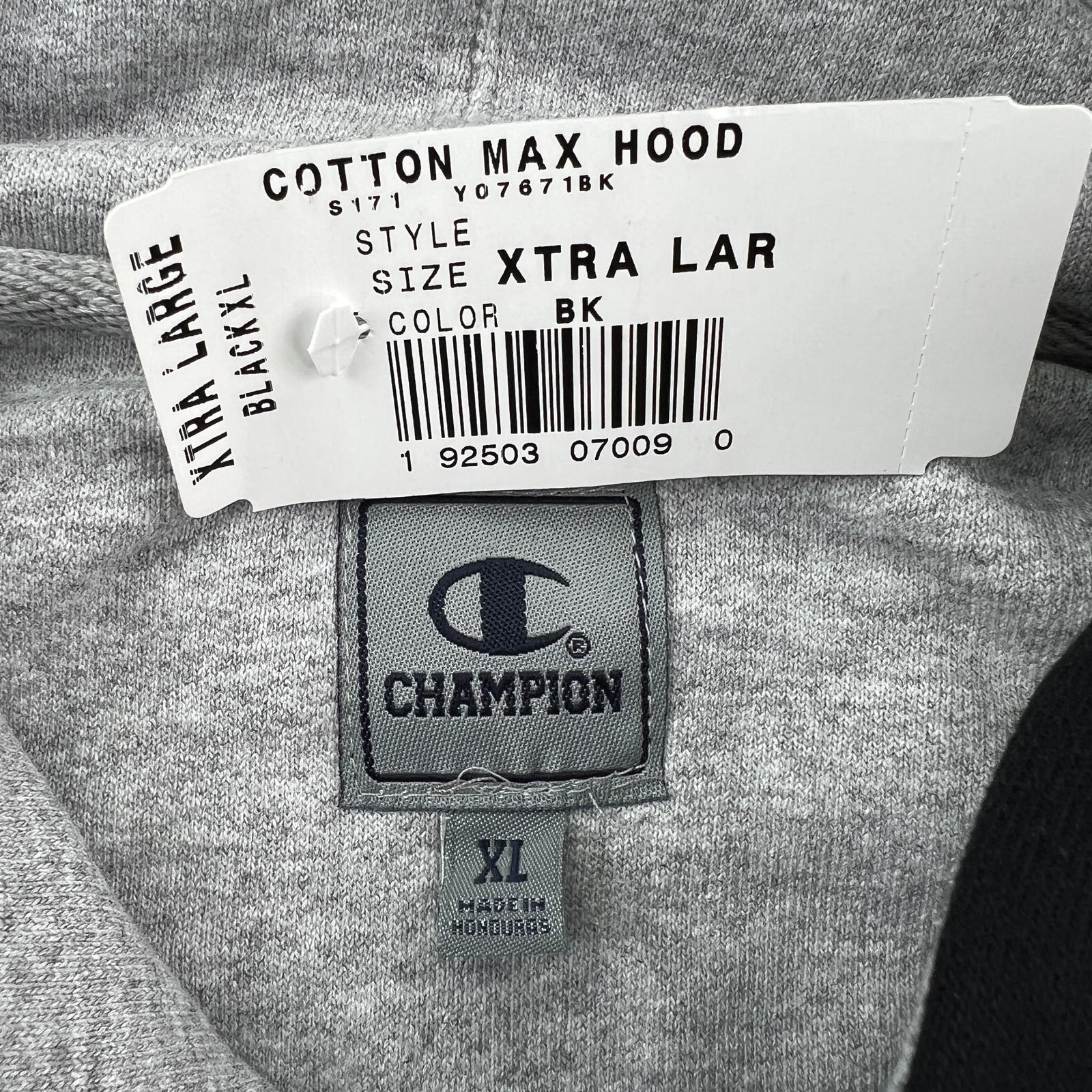 Champion Men Black Hoodie US XL Logo Printed Long Sleeve