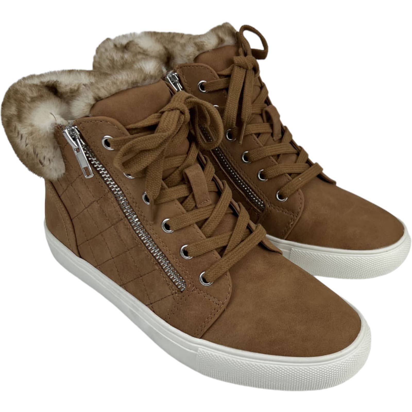 Report Women US 7.5 Tan Brown Shoes Armond Fur High Top Sneaker