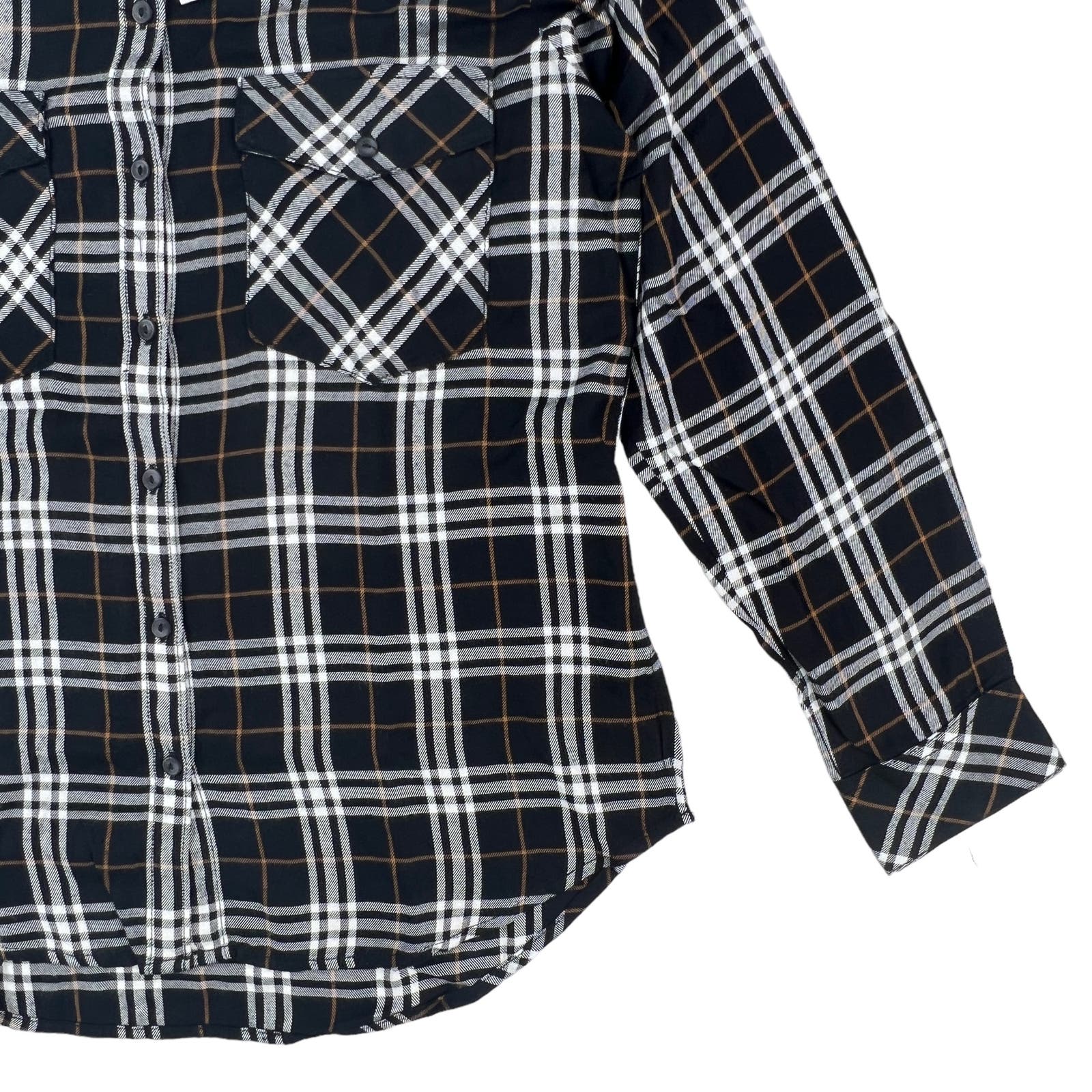 Sanctuary Men Black Plaid Shirt US M Long Sleeve Button Down