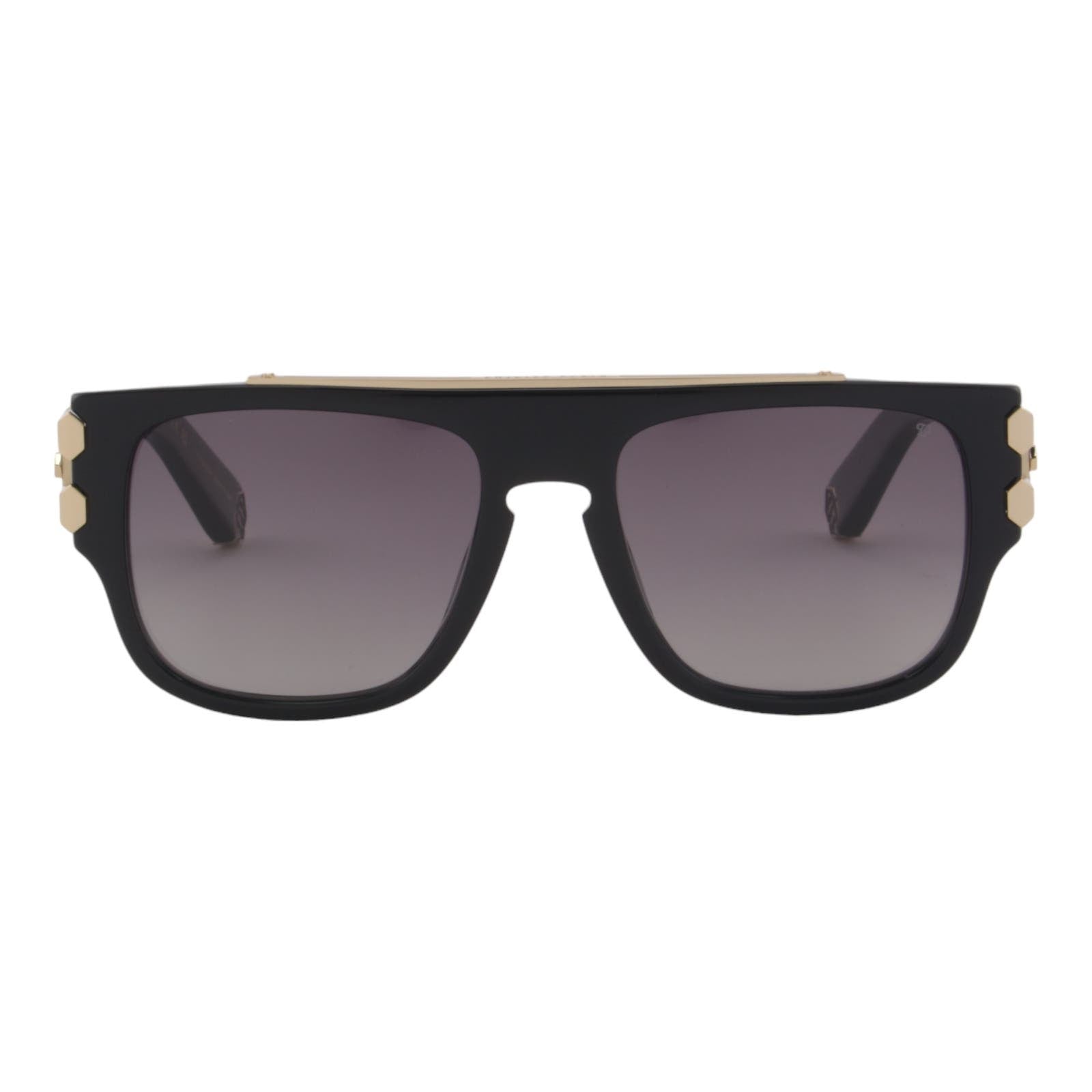 Men Square Sunglasses SPP011M-700P Black Acetate Gold Titanium Frame