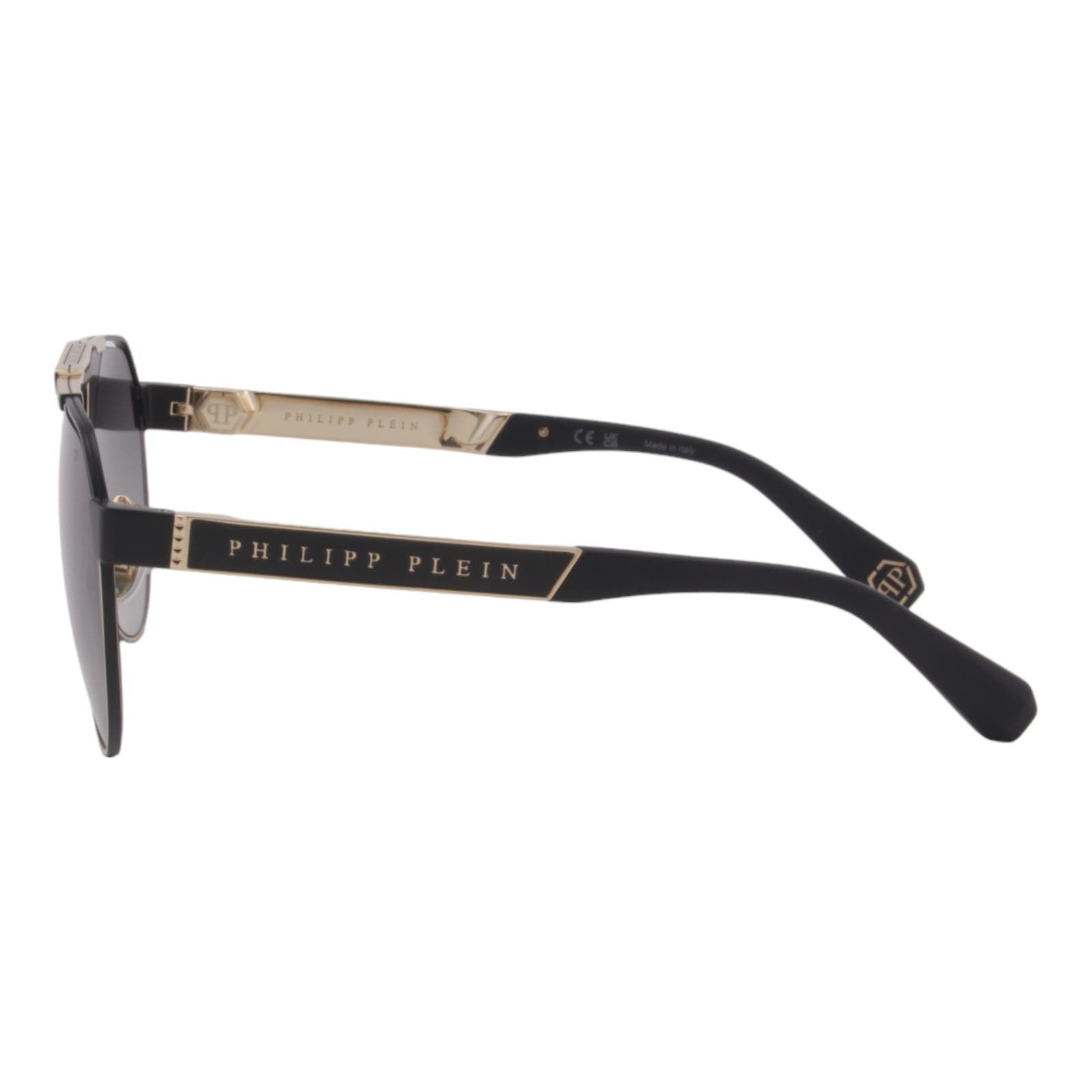 Men Aviator Sunglasses SPP073M-0302 Black & Gold Metal Frame Gray Lens