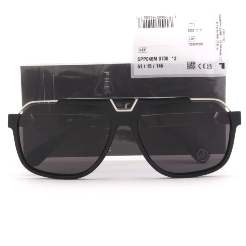 Men Square Sunglasses SPP046M-0700 Black & Silver Frame