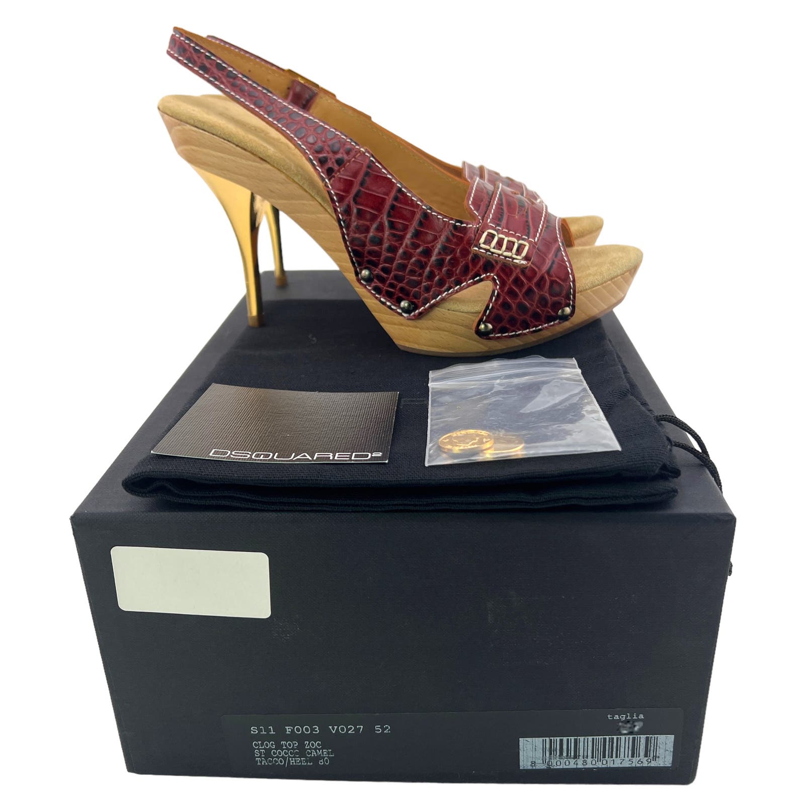 Dsquared2 Women Brown Leather Pumps Sling-back Open Toe
