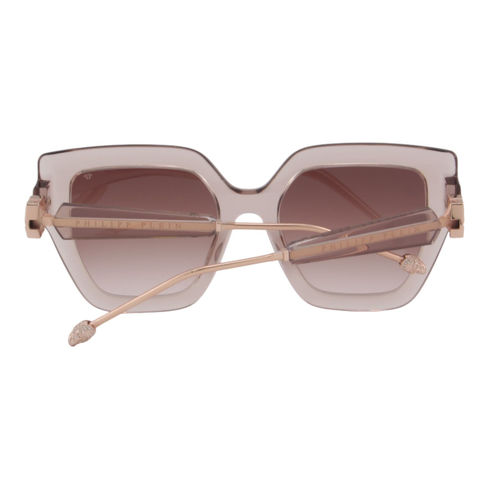 Women Cat-Eye Transparent Sunglasses SPP064S-07T1 Oversized Rose Gold & Beige Frame