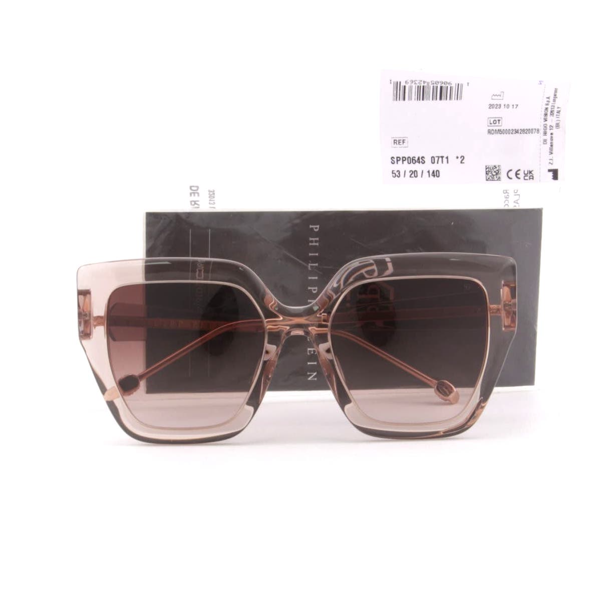 Women Cat-Eye Transparent Sunglasses SPP064S-07T1 Oversized Rose Gold & Beige Frame