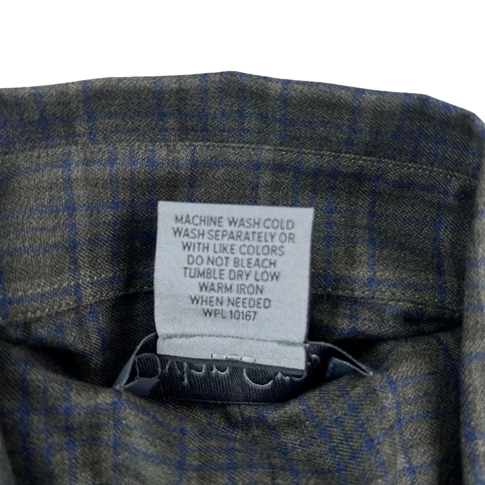 Dylan Gray Men Gray Olive Plaid Button Down US L Long Sleeve