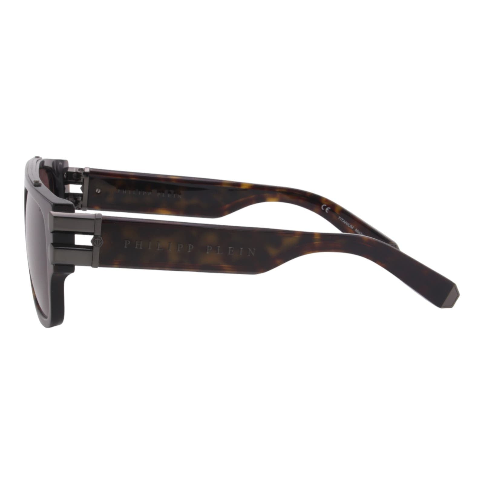 Men Titanium Square Sunglasses SPP011M-0722 Havana Brown & Gunmetal