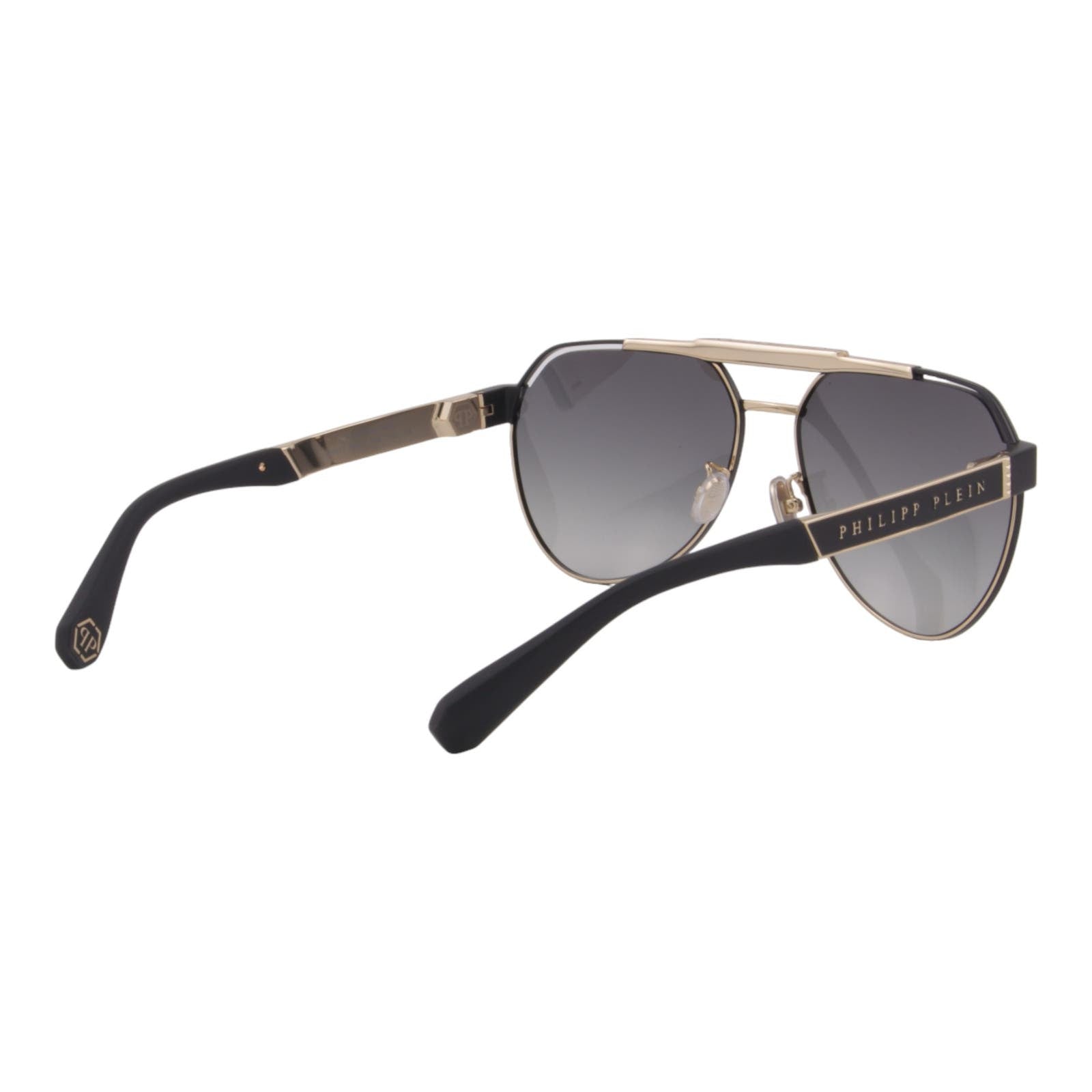 Men Aviator Sunglasses SPP073M-0302 Black & Gold Metal Frame Gray Lens