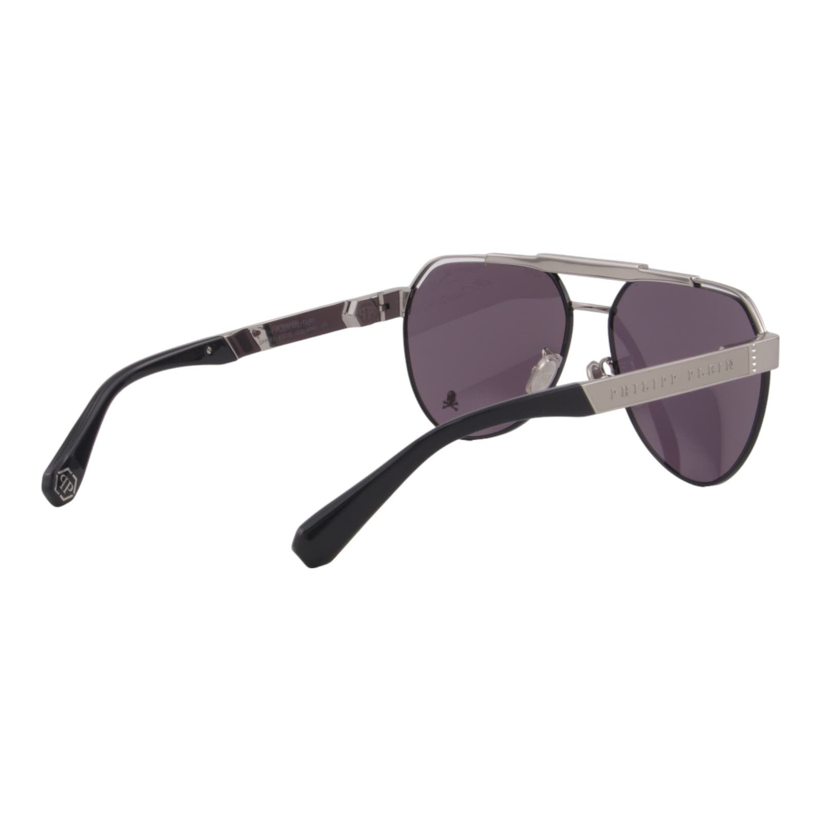 Men Aviator Sunglasses SPP073M-0583 Black Silver Metal Frame & Gray Lens