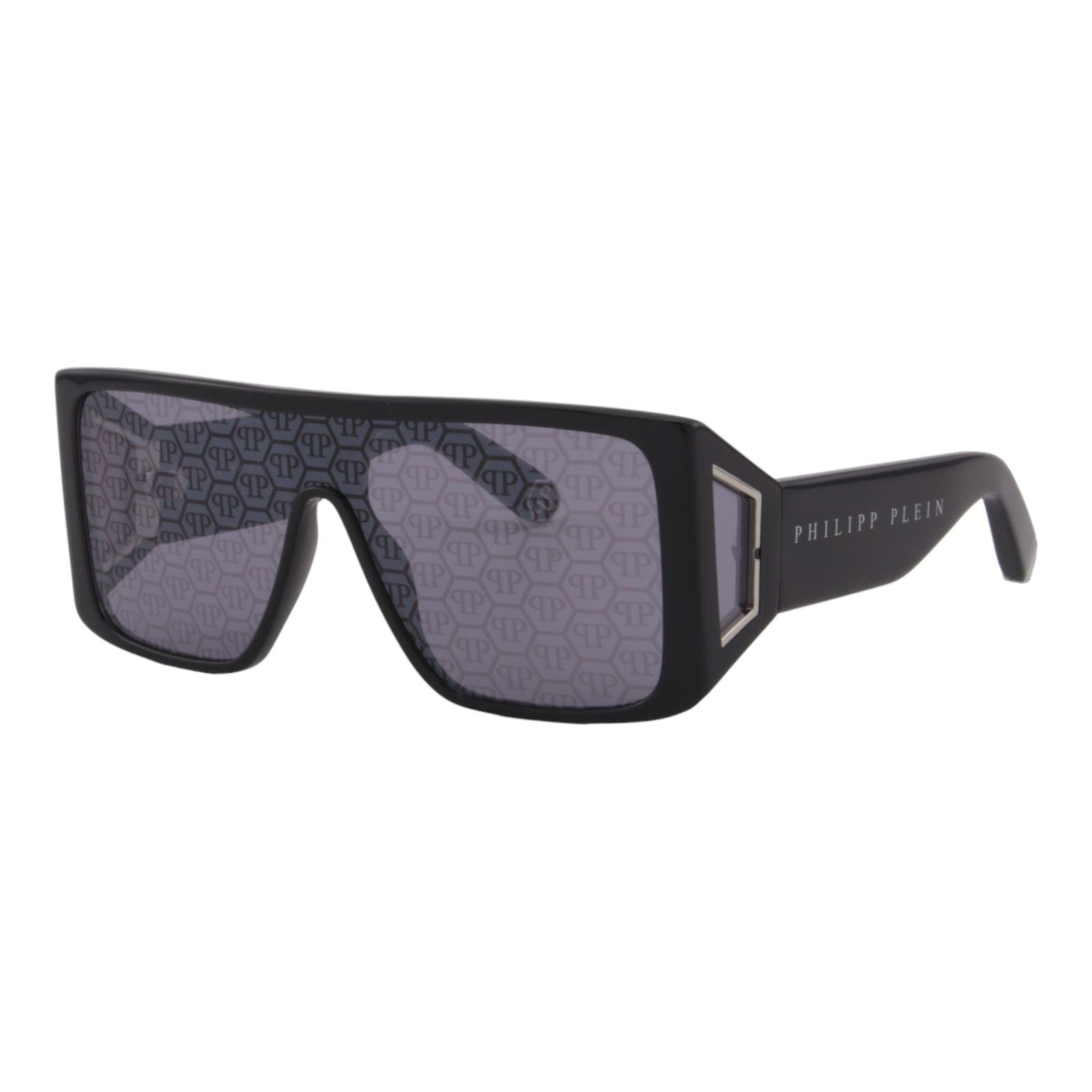 Men Rectangular Shield Sunglasses SPP014W-700L Black & Silver