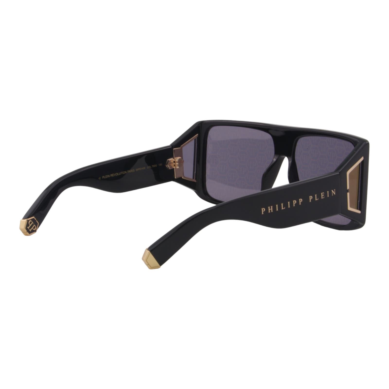 Men Shield Sunglasses SPP014W-700G Gold Gray Monogram Mirrored Lenses