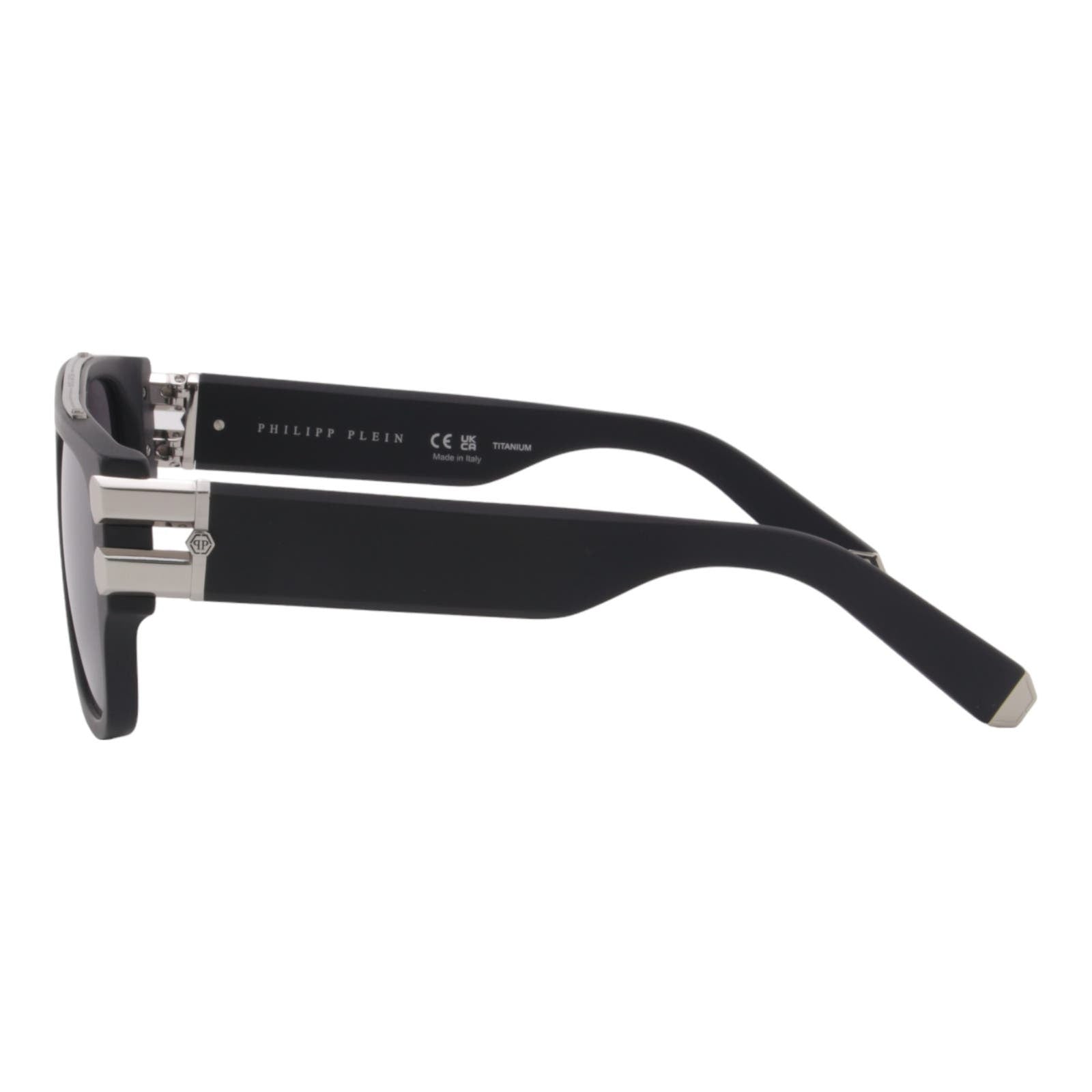 Men Titanium Square Sunglasses SPP011V-703X Black & Silver Frame