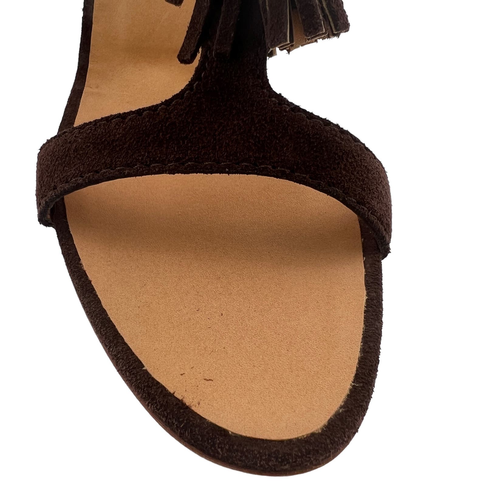DSQUARED2 Women US 10 Brown Suede High Heels Tassel T-Strap