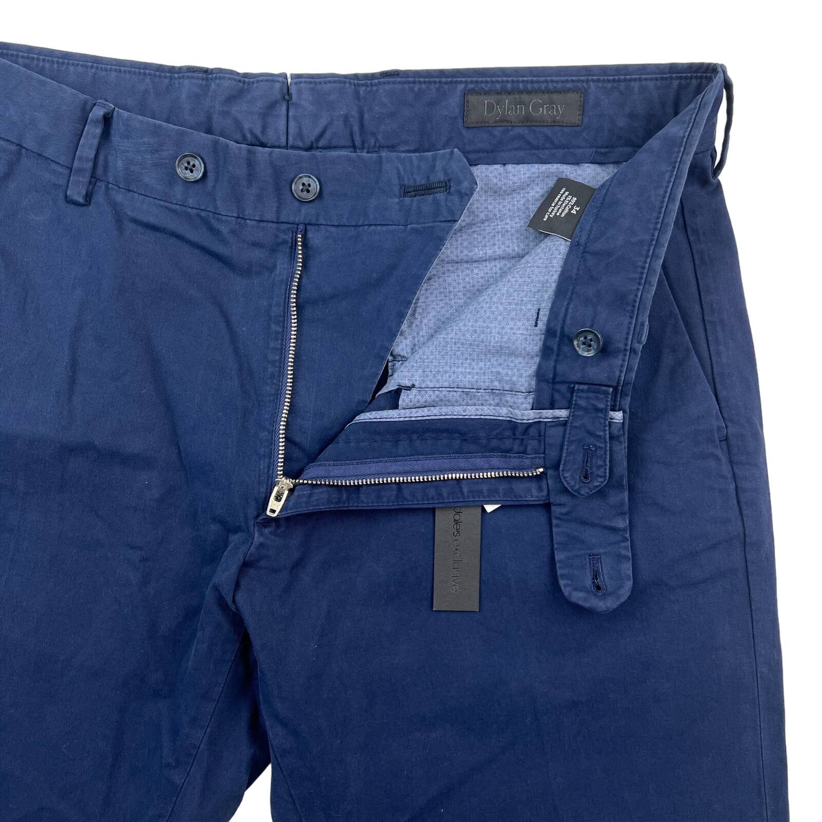 Dylan Gray Men Navy Blue Chinos Pants US 34 Classic Straight