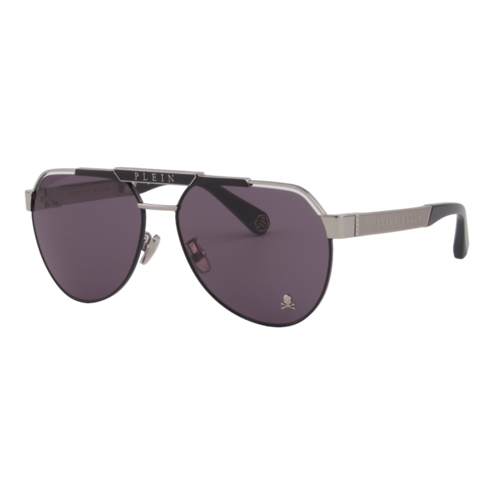 Men Aviator Sunglasses SPP073M-0583 Black Silver Metal Frame & Gray Lens