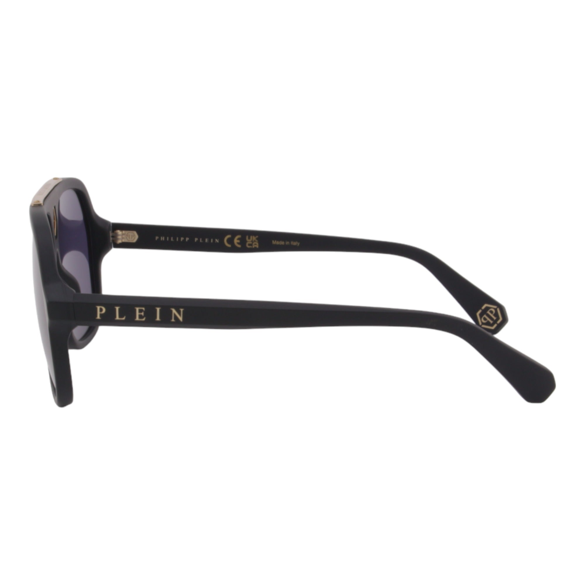 Men Black Aviator Sunglasses SPP004M-0703 Blue Lens