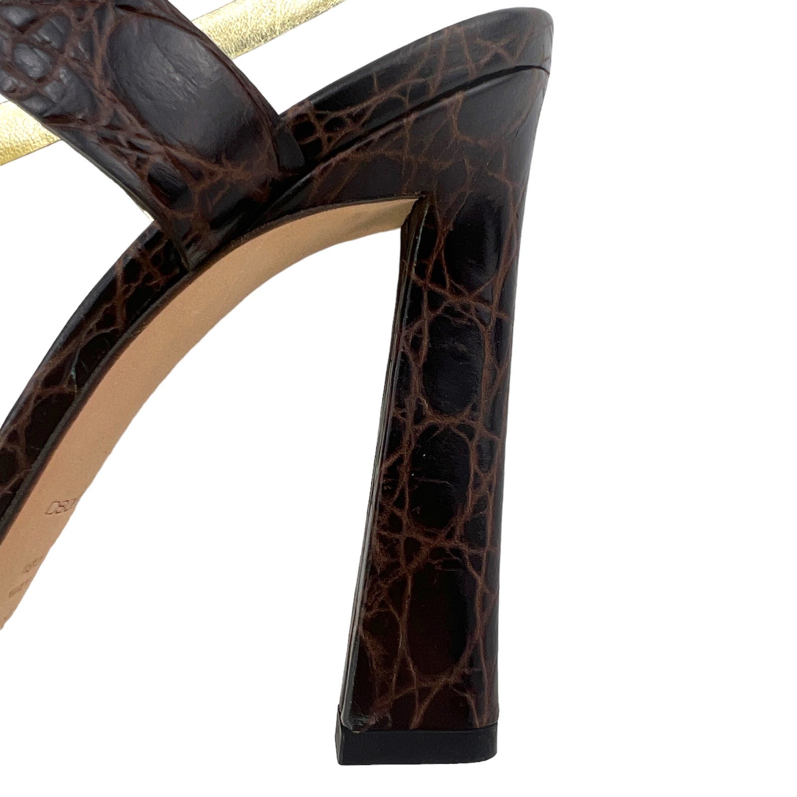 Dsquared2 US 8 Brown Crocodile Embossed Leather Slim High Heel Sandals