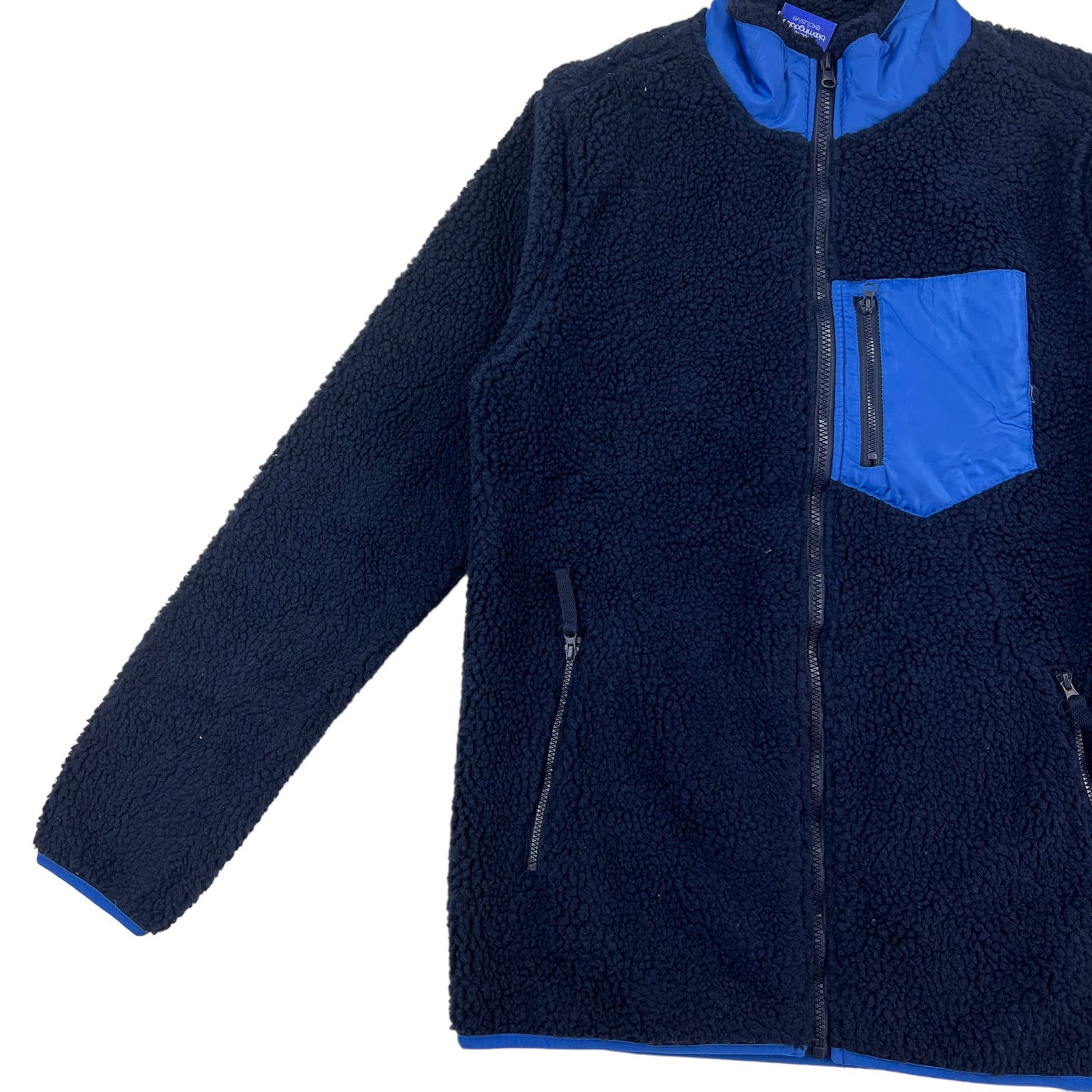 Pacific & Park Men US S Navy Blue Sherpa Zip-Up Fleece Jacket
