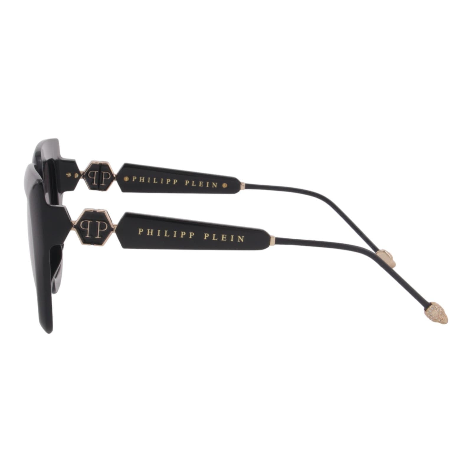 Women Cat-Eye Sunglasses SPP064S-0700 Oversized Black & Gold Frame