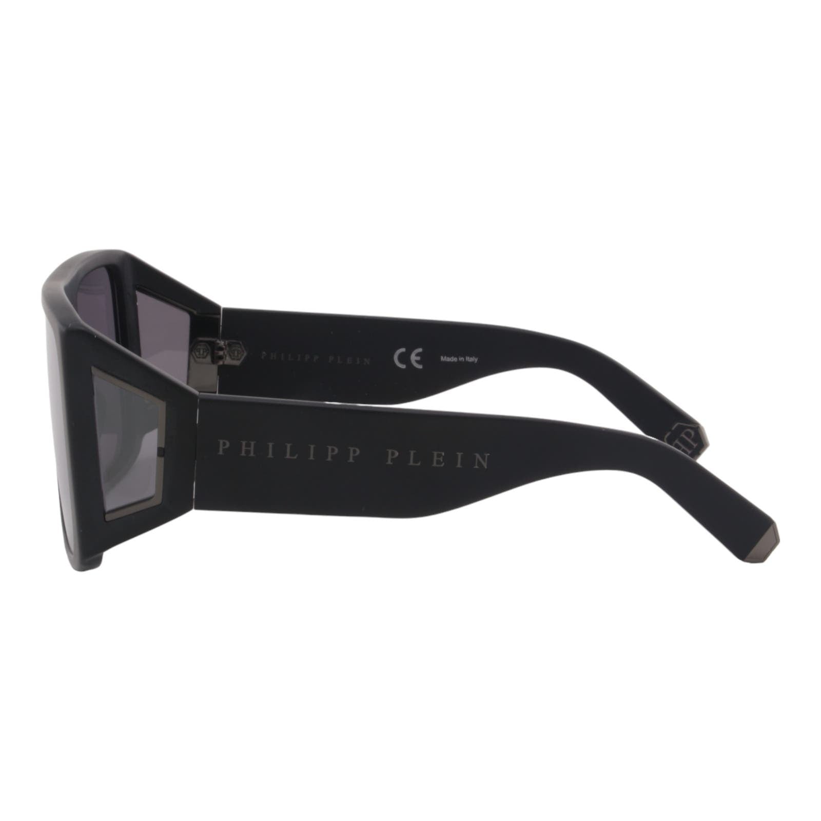 Men Rectangular Sunglasses SPP014M-703X Black & Silver Shield