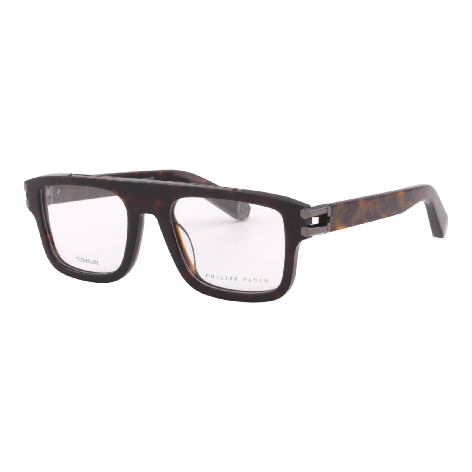 Men Square Glasses VPP021M-0722 Havana Brown Gunmetal Titanium Optical Frame