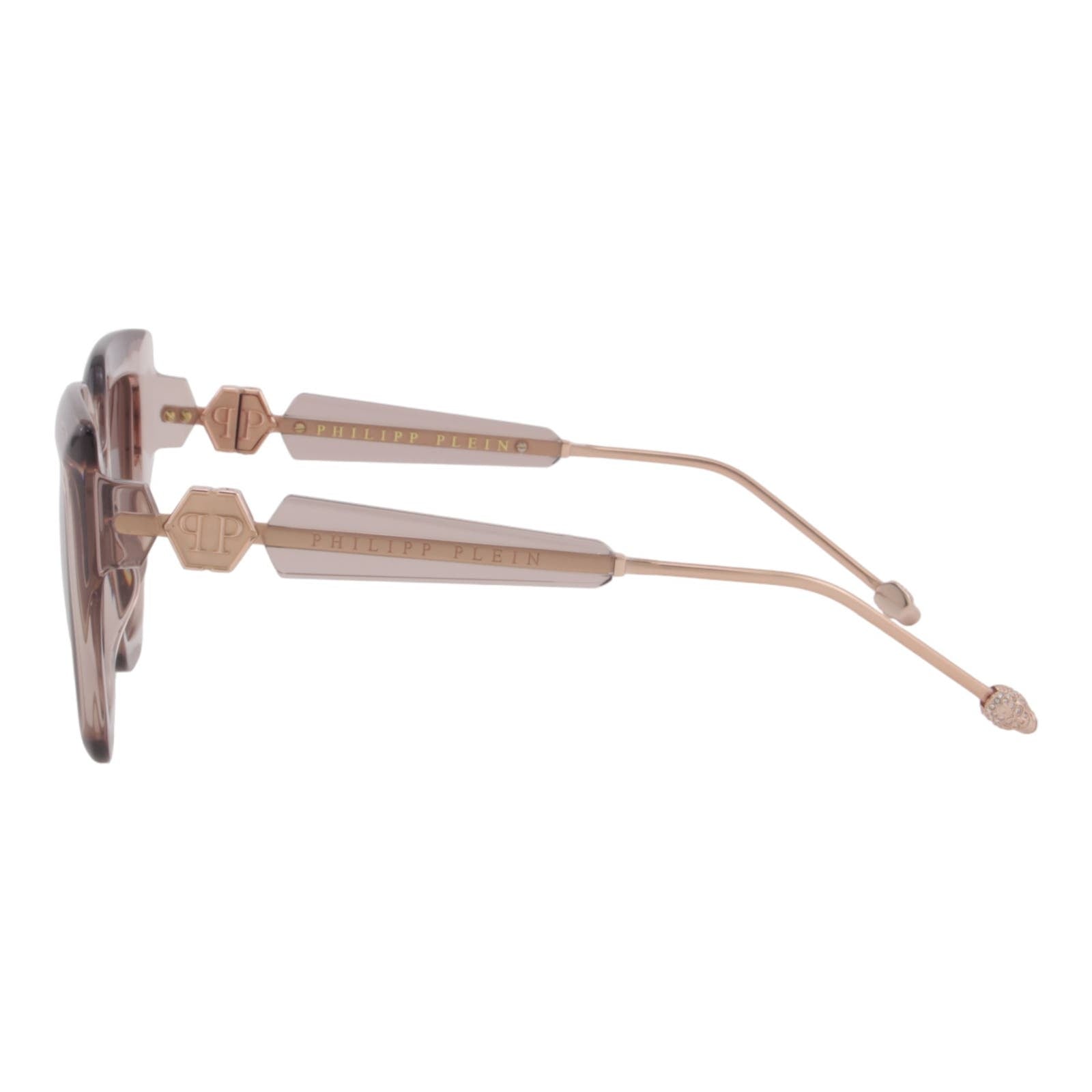 Women Cat-Eye Transparent Sunglasses SPP064S-07T1 Oversized Rose Gold & Beige Frame