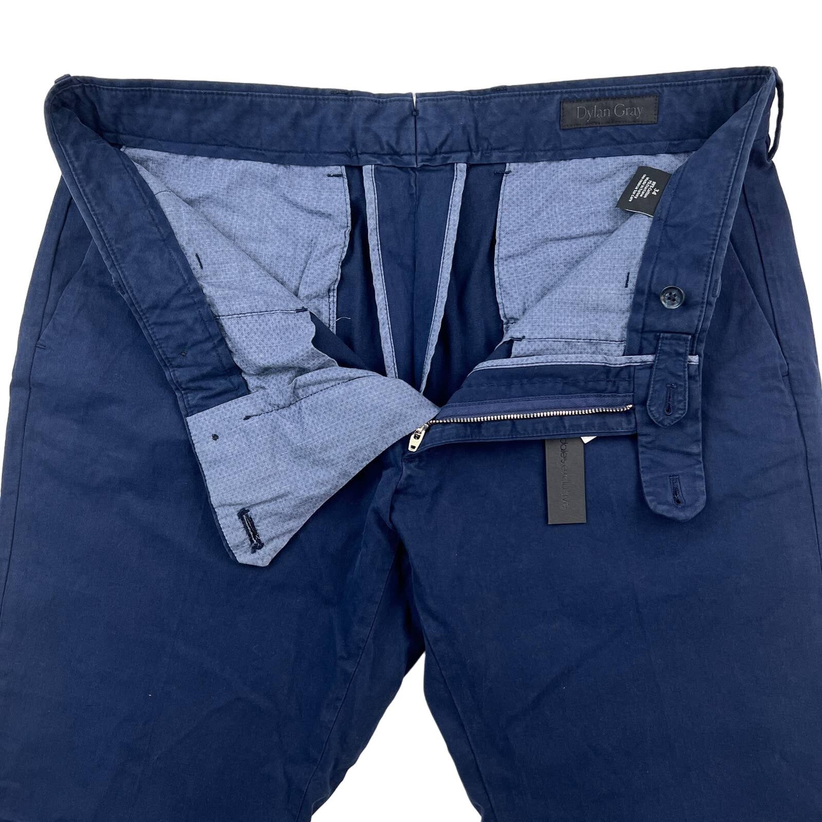 Dylan Gray Men Navy Blue Chinos Pants US 34 Classic Straight