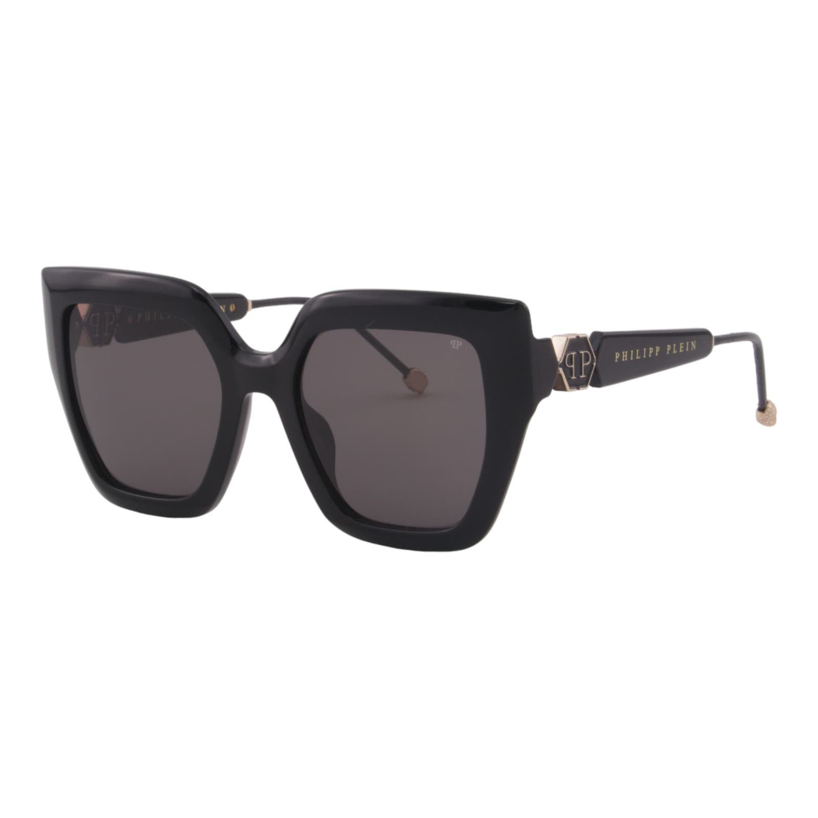 Women Cat-Eye Sunglasses SPP064S-0700 Oversized Black & Gold Frame