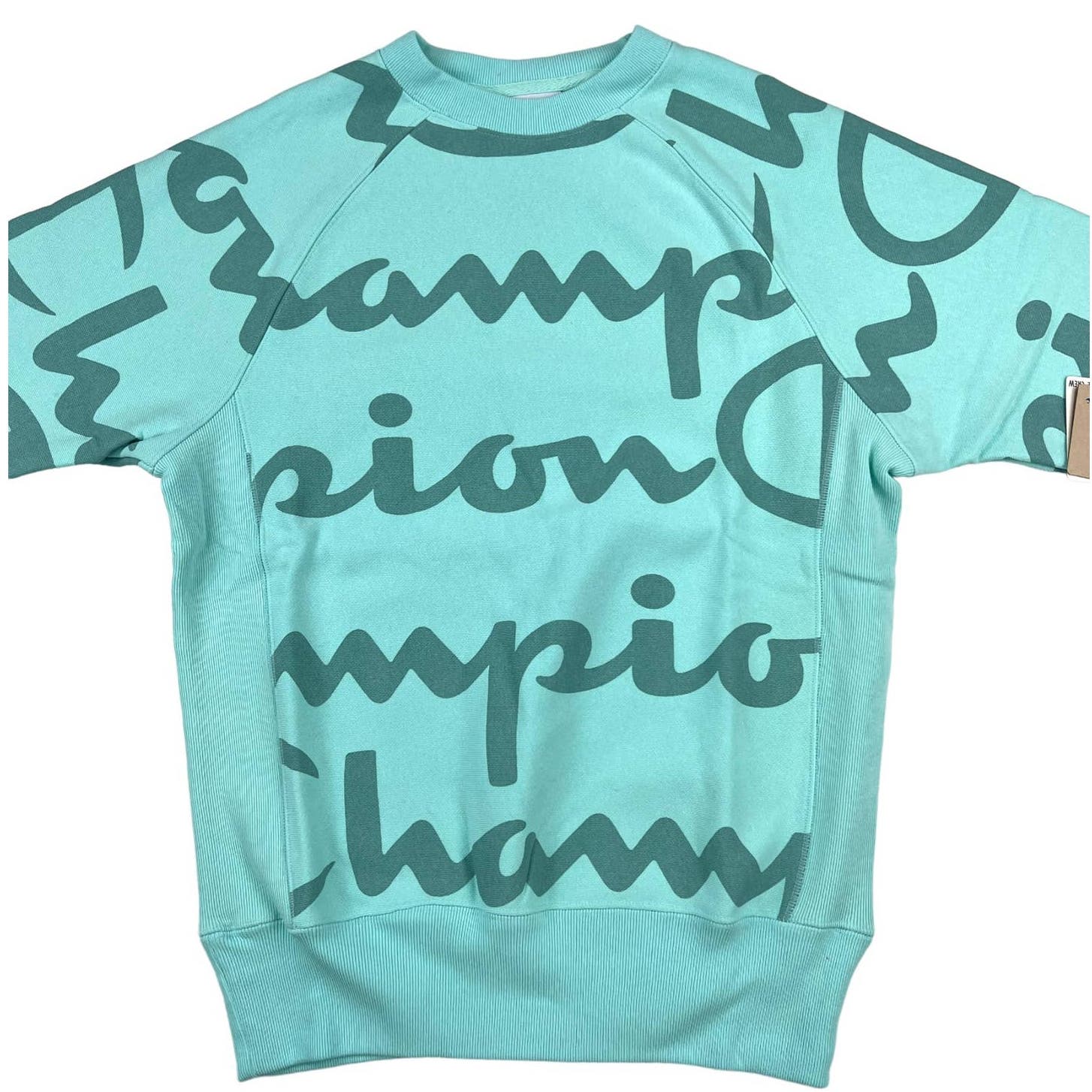 Champion Men Turquoise Blue Sweatshirt US XL Short Sleeve Crew Neck